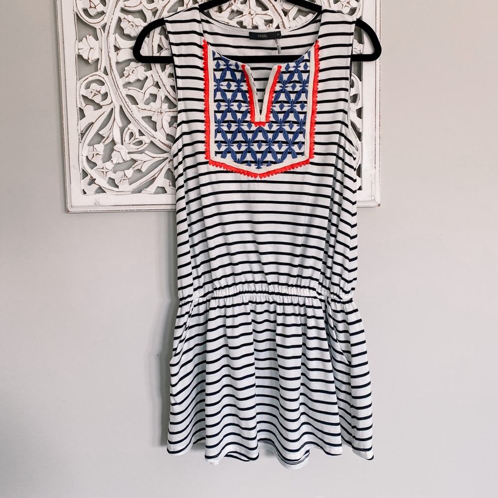 blue and White Striped Dress